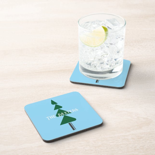 Minimalist Abstract Green Chic Christmas Tree Coaster (Right Side)