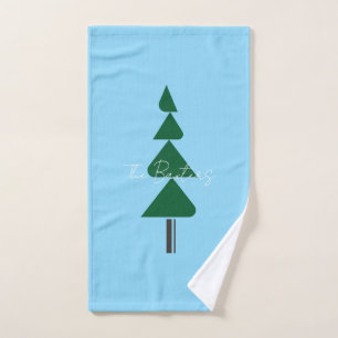 Minimalist Abstract Green Chic Christmas Tree Hand Towel