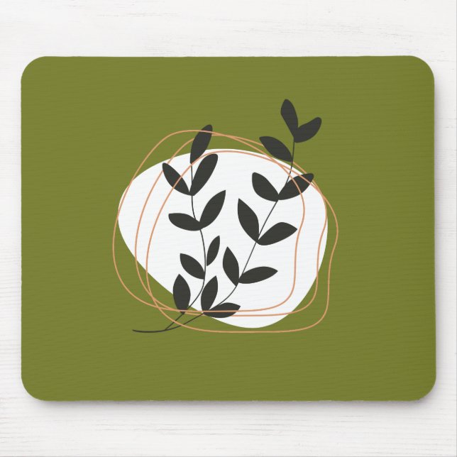 Minimalist abstract in pretty colour Olive green Mouse Mat (Front)