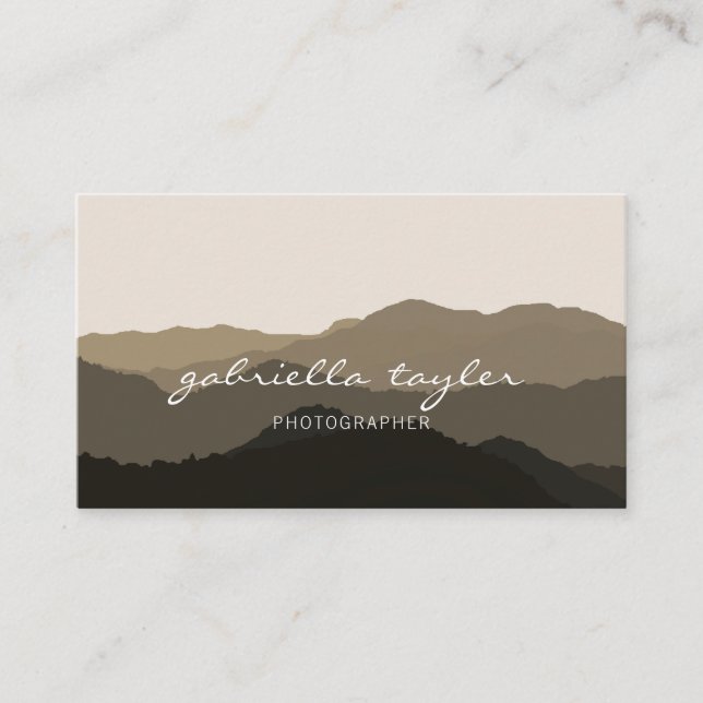 Minimalist Abstract Landscape Photographer Script Business Card (Front)