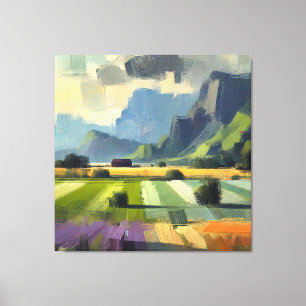 Minimalist Abstract Landscape with Orange Cloud  Canvas Print