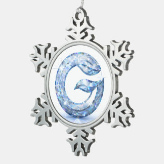 Minimalist Abstract Letter G Snowflake Pewter Christmas Ornament
