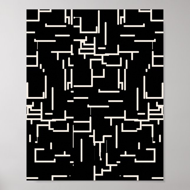 Minimalist Abstract Lines Black Poster (Front)
