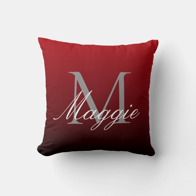 minimalist abstract marsala red burgundy maroon cushion (Front)