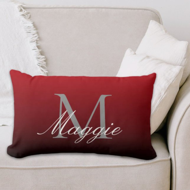 minimalist abstract marsala red burgundy maroon lumbar cushion (minimalist abstract marsala red burgundy maroon lumbar pillow)