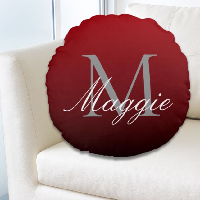 minimalist abstract marsala red burgundy maroon round cushion (minimalist abstract marsala red burgundy maroon round pillow)