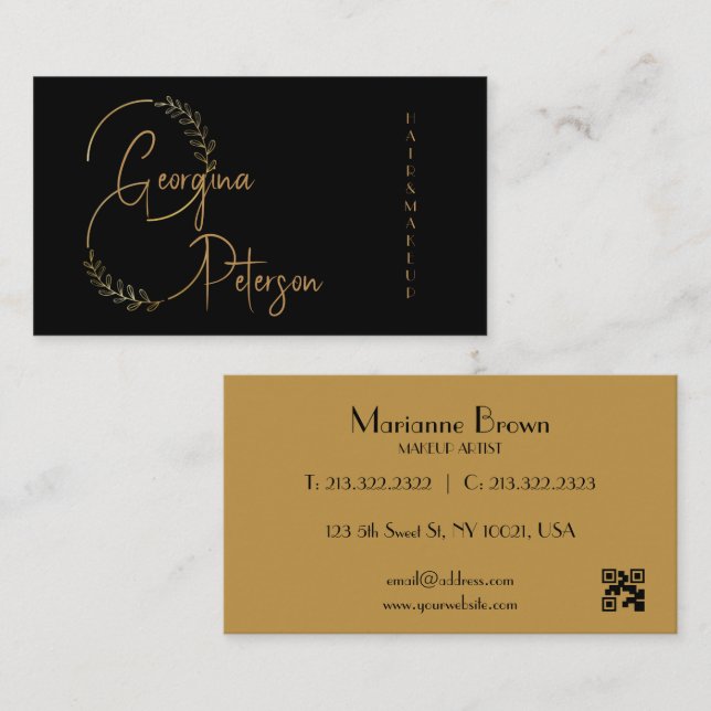 Minimalist Abstract Modern Black  Business Card (Front/Back)
