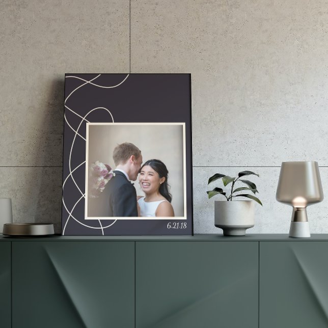 Minimalist Abstract Navy Blue Personalised Photo Poster (Creator Uploaded)