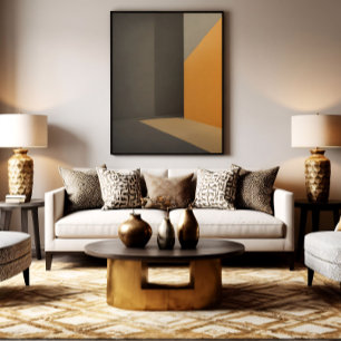 Minimalist Abstract Orange and Grey Canvas Print