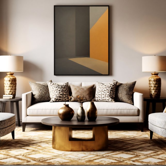 Minimalist Abstract Orange and Grey Canvas Print (Creator Uploaded)
