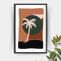 Minimalist Abstract Palm Tree in Earth Tones