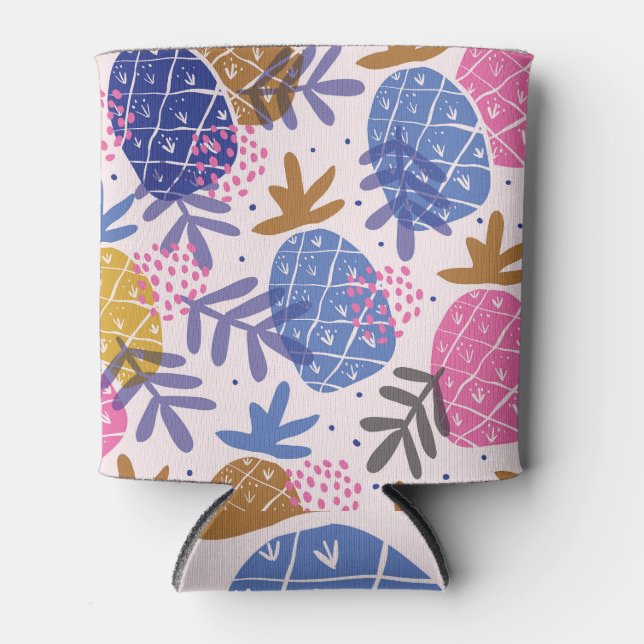 Minimalist Abstract Pineapple Doodle Can Cooler (Front)