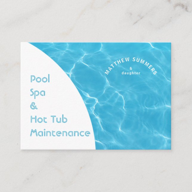 Minimalist Abstract Pool Water Ripples Mighty Business Card (Front)