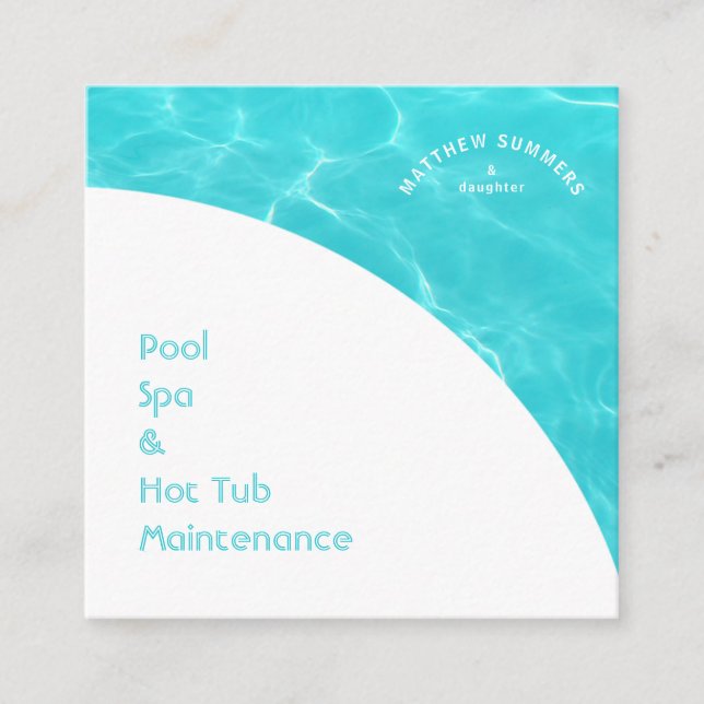 Minimalist Abstract Pool Water Ripples Square Business Card (Front)