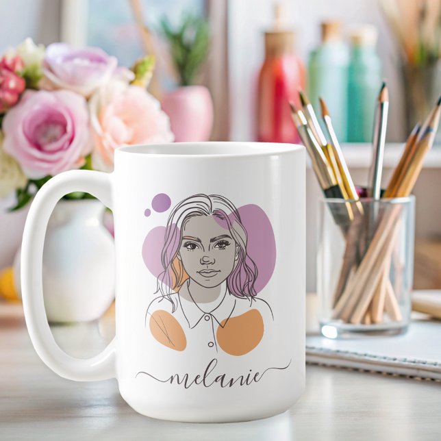 minimalist abstract portrait custom  coffee mug (Creator Uploaded)