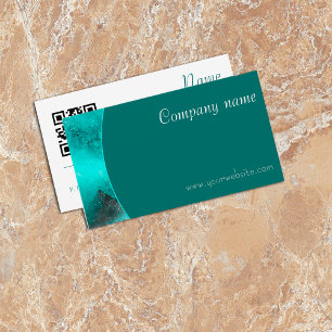 Minimalist abstract QR deep green Business Card