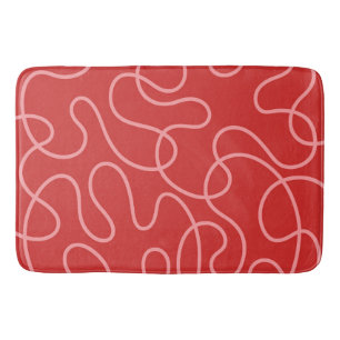 Minimalist Abstract Red and Pink Bath Mat
