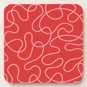 Minimalist Abstract Red and Pink Coaster
