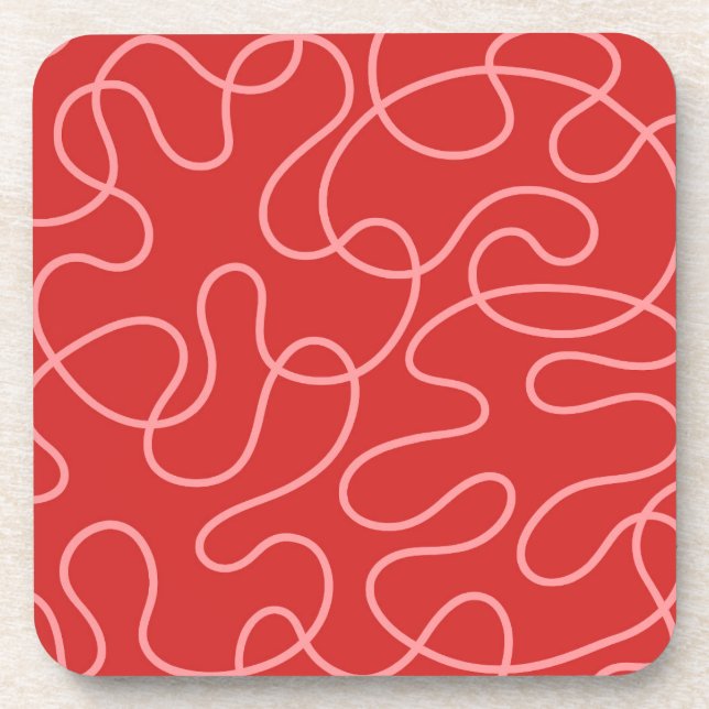 Minimalist Abstract Red and Pink Coaster (Front)