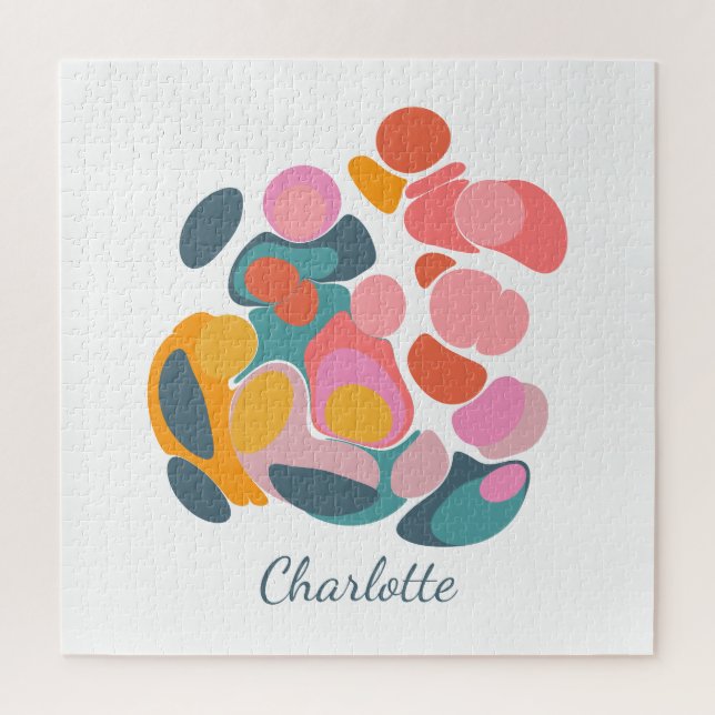 Minimalist Abstract Shapes Art | Personalised Name Jigsaw Puzzle (Vertical)