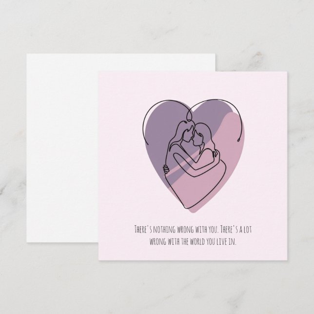 Minimalist Abstract Silhouette Of Lesbian Couple Holiday Card (Front/Back)
