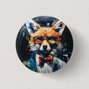 Minimalist Abstract Suited Fox 3 Cm Round Badge