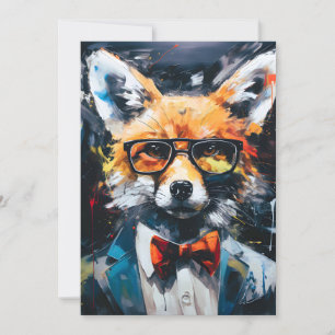 Minimalist Abstract Suited Fox Holiday Card