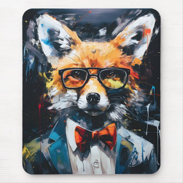 Minimalist Abstract Suited Fox Mouse Mat (Front)
