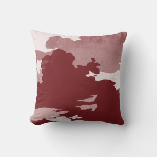 Minimalist Abstract Watercolor Clouds   Burgundy Cushion