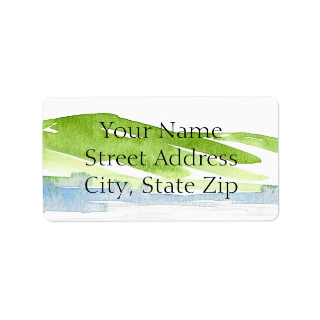 Minimalist Abstract Watercolor Hills 3 Label (Front)