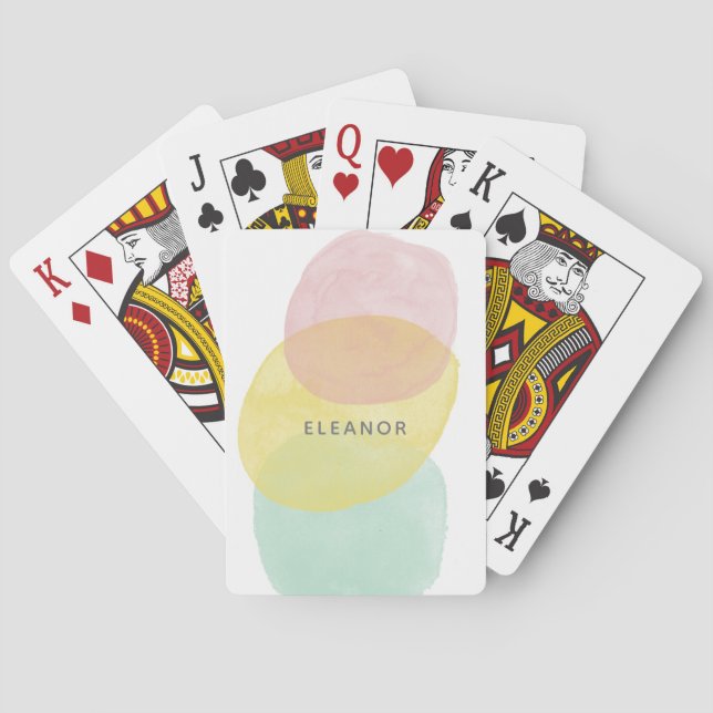 Minimalist Abstract Watercolor Pastel Personalised Playing Cards (Back)
