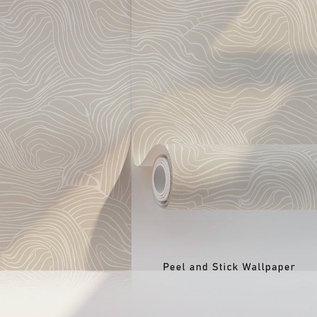 Minimalist Abstract Waves Beige & White Wallpaper (Creator Uploaded)