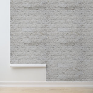 Minimalist Abstract White Brick Stonewall Wallpaper