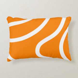 Minimalist Abstract White Lines on Vibrant Orange Decorative Cushion
