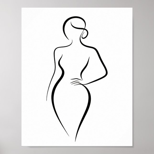 Minimalist Abstract Woman Body Line Art Silhouette Poster (Front)