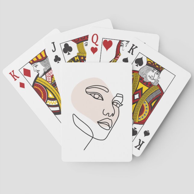 Minimalist Abstract Woman Face Line Art Drawing 2 Playing Cards (Back)