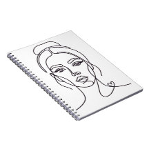 Minimalist Abstract Woman Face Line Art Notebook