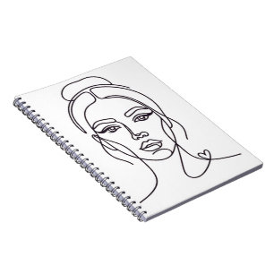 Minimalist Abstract Woman Face Line Art Notebook