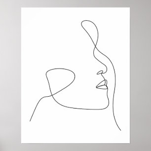 Minimalist Abstract Woman's Face Line Art Poster