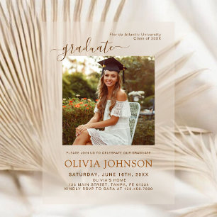Minimalist Acrylic Graduation Photo Class of 2025 Invitations