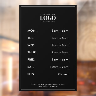Minimalist Add Business Logo Opening Hours Frame Window Cling