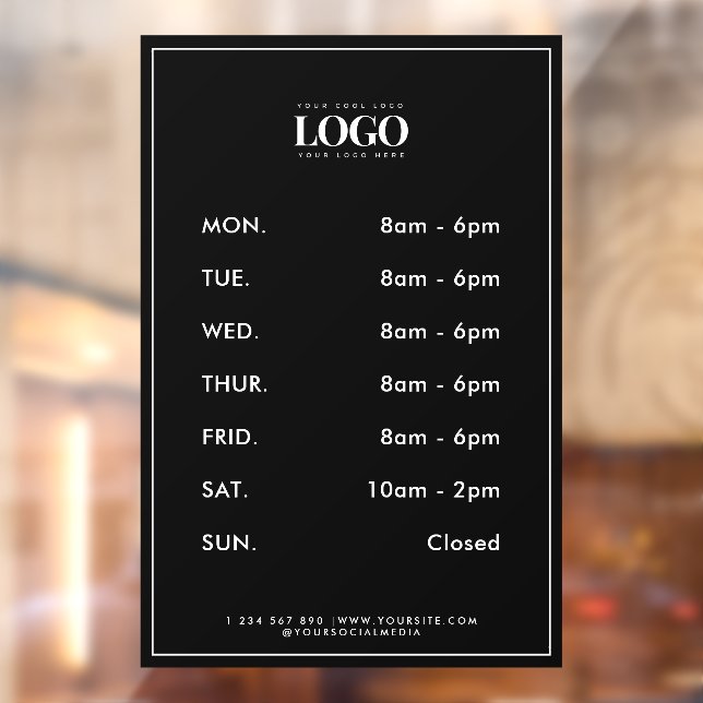 Minimalist Add Business Logo Opening Hours Frame Window Cling (Sheet 2)