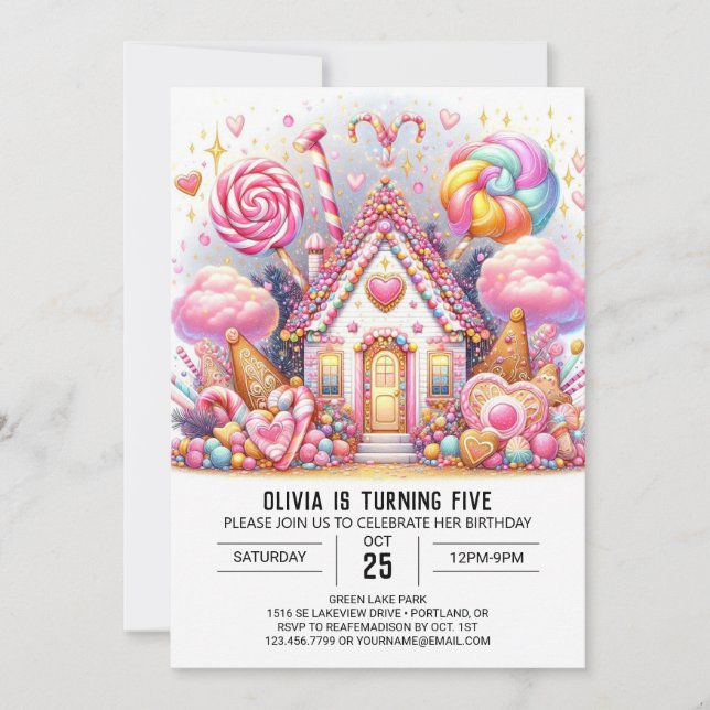 Minimalist Adorable Candyland Digital Birthday Invitation (Front)
