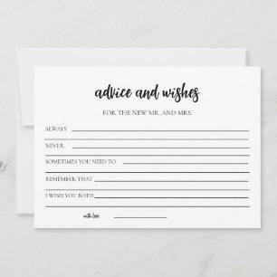 Minimalist Advice and Wishes for Bride and Groom  Invitation