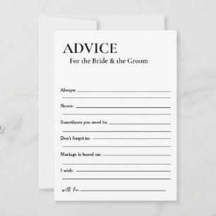 Minimalist advice for the bride and the groom game