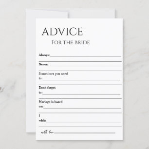 Minimalist advice for the bride  invitation