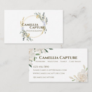 Minimalist Aesthetic Elegant Floral White Rose Business Card