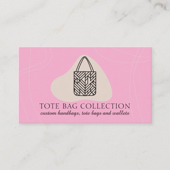 Minimalist aesthetic feminine tote bag Baby Pink Business Card (Front)