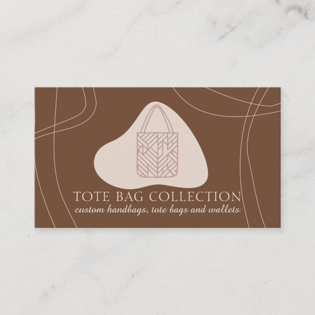 Minimalist aesthetic feminine tote bag brown business card (Front)