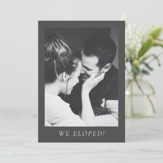 Minimalist Aesthetic Photo Elopement Party Wedding Invitation (Standing Front)